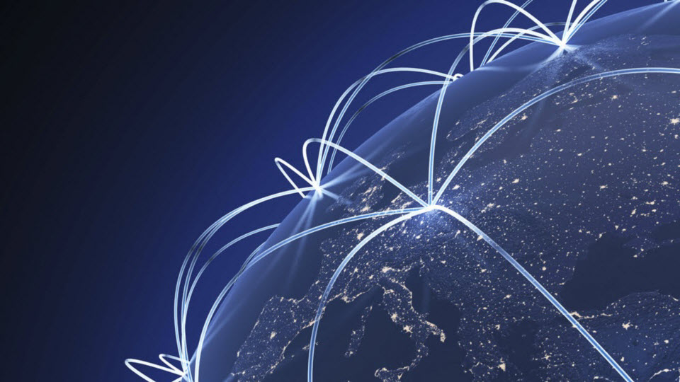 network lines around the globe
